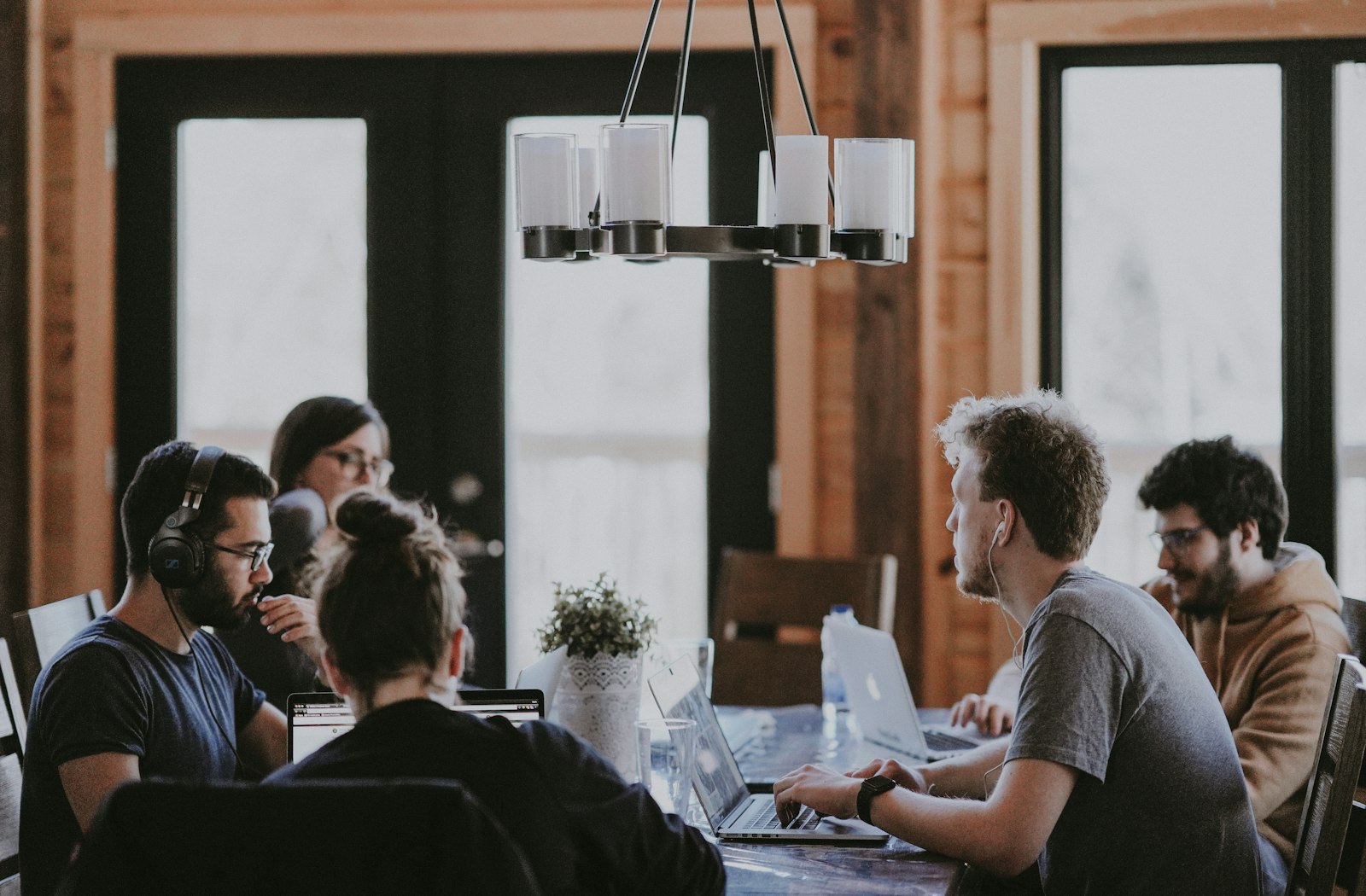 Creative team working together around a table